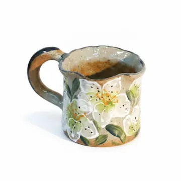 Hand-Painted Underglaze Retro Ceramic Coffee Mug by Linsen Ceramics