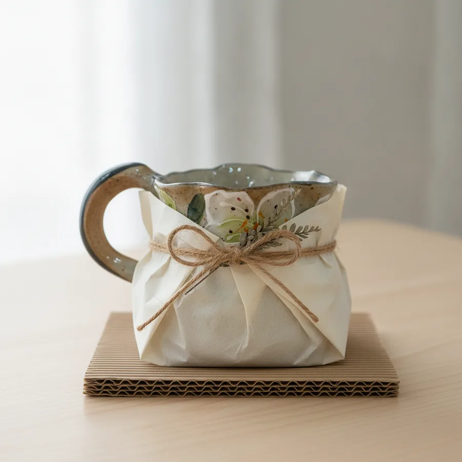 Hand-Painted Underglaze Retro Ceramic Coffee Mug by Linsen Ceramics — package