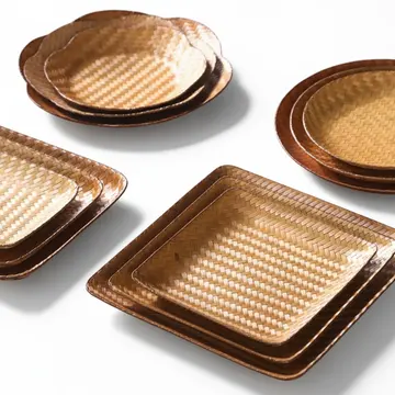 Handwoven Bamboo Fruit Tray with Natural Lacquer Finish