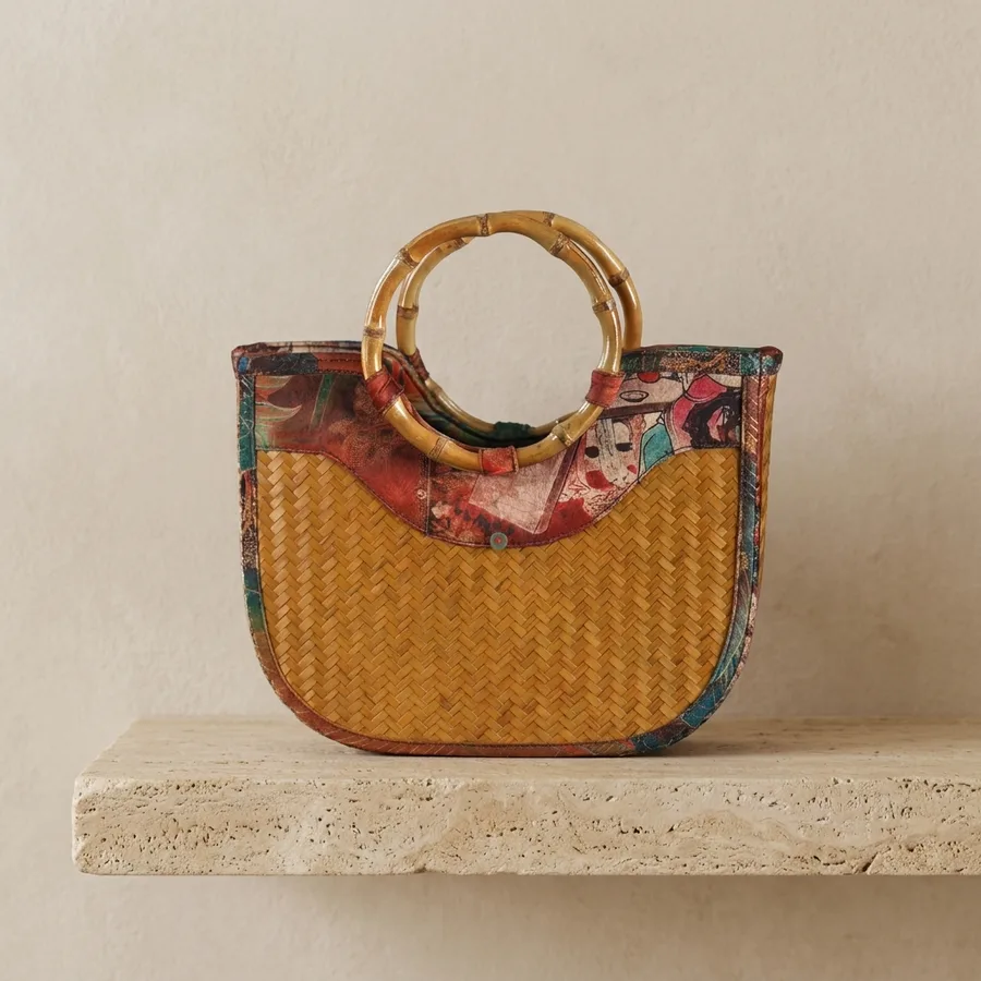Handcrafted Elegant Bamboo Woven Handbag — use scene
